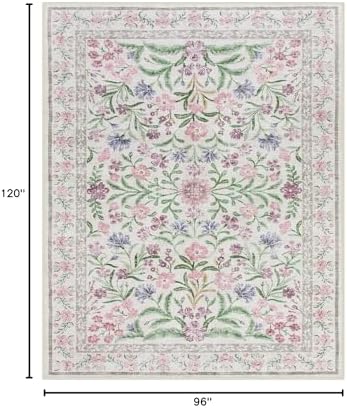 Wonnitar Purple Floral 8x10 Area Rugs, Washable Rug - Image 2