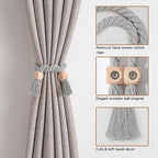 NICEEC 2 Pack Wooden Cube Magnetic Curtain Tiebacks Boho Home Decor Drape Tie - Image 3