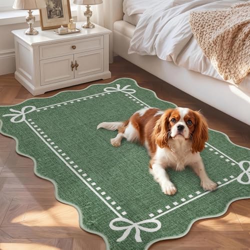 Garvee Scalloped Bow Rug Washable 2x3 Area Rug - Image 3