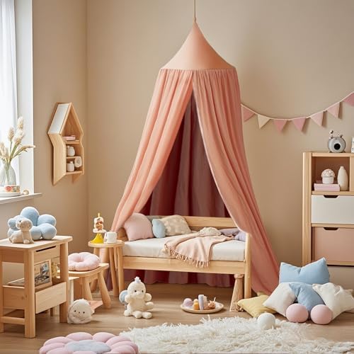 Cotton Kids Bed Canopy, Nursery Room Baby Crib Hanging Curtain Mosquito Net - Image 3