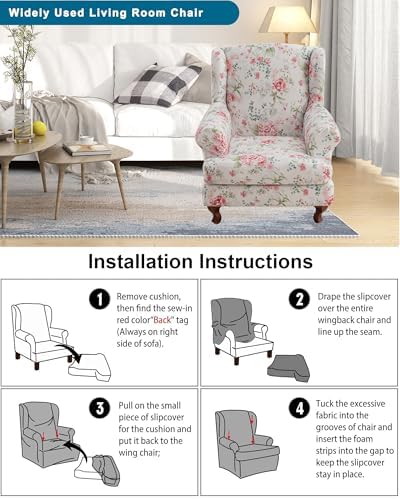CRFATOP Wingback Chair Covers Wing Armchair Slipcovers - Image 6