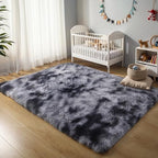 5x7 Thick Tie-dye Dark Grey Shag Rug by KICHOWUA