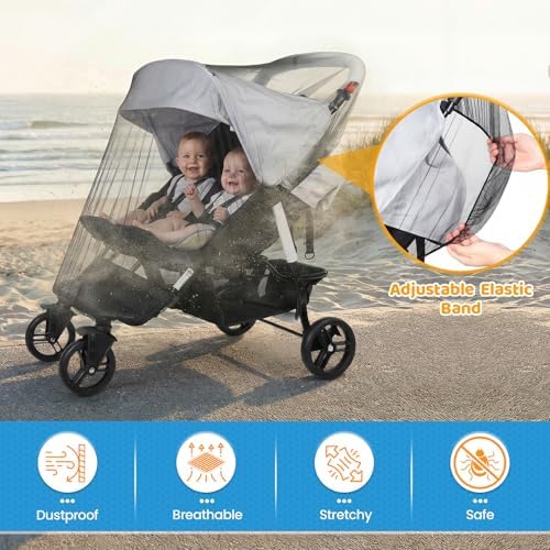 Orzbow 2 Pack Mosquito Net for Double Stroller Side-by-Side - Image 5