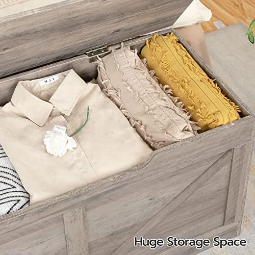 HOOBRO Storage Bench, 29.5” Retro Wooden Storage Chest - Image 3