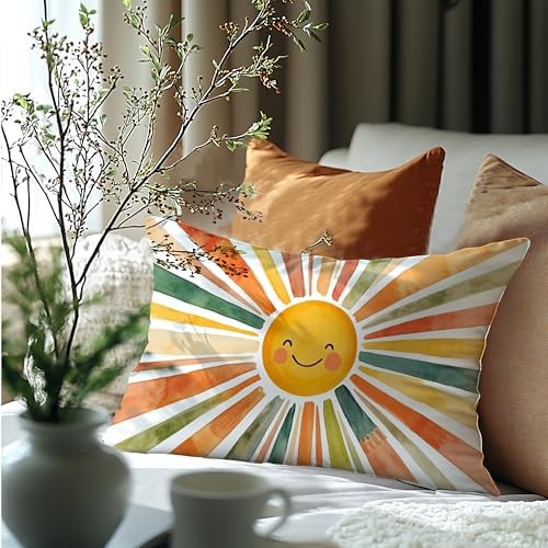 Boho Colorful Sunshine Rainbow Pillow Cover 20x12, Cute Sun Room Bedroom - Image 6