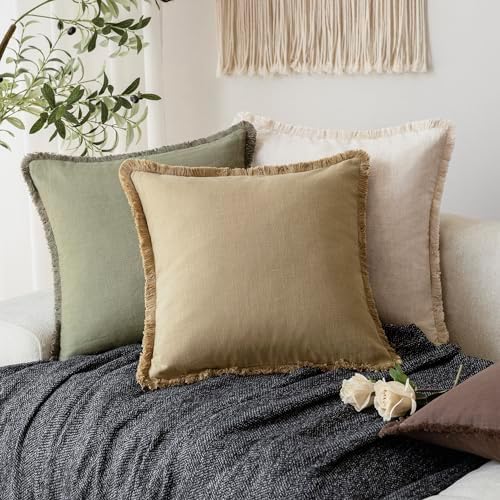 Foindtower Decorative Linen Fringe Lumbar Throw Pillow Covers Boho Farmhouse - Image 5