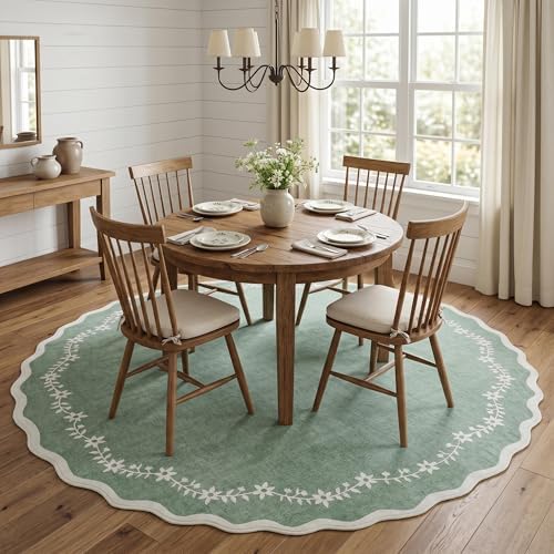GarveeHome Large Round Rug 8ft Scalloped Washable Circle Living Room Rug - Image 2