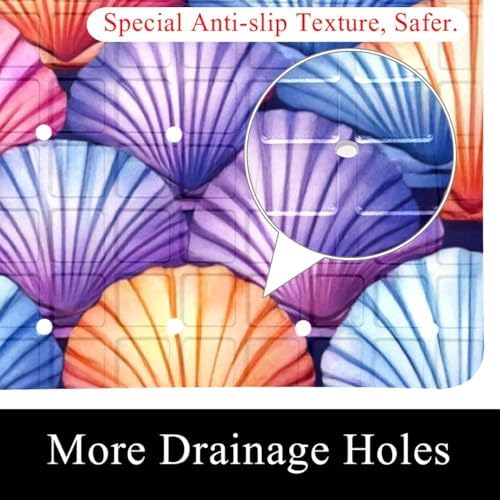 Bathtub Mat Non Slip 26.8x15.1 Inch, Rainbow Shells Shower Mat - Image 2