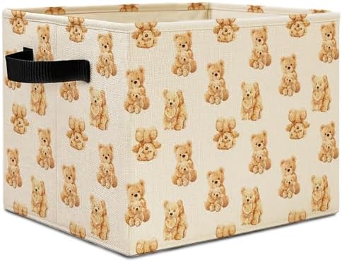 Bear Nursery Storage Bins, Cute Brown Bears Collapsible Storage Basket Organizer by Unknown