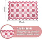 ORTIGIA Cute Pink Checkered Scalloped Bath Mat, Fun Plush Microfiber Bathroom - Image 2