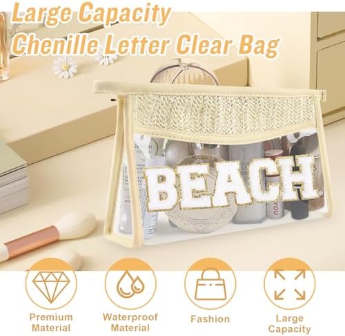 Iqimott 2Pcs Preppy Patch Sun Bag Makeup Letter Bag, Boho Letter Bags - Image 3