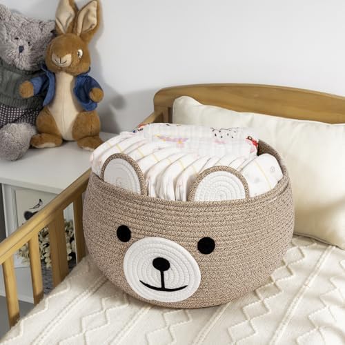 CherryNow Large Baby Basket for Gifts Empty, Cute Bear Design, Light Brown - Image 5