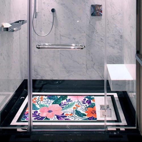 Shower Mat Non Slip, Flowers Berries Anti Slip Bath Mat - Image 6