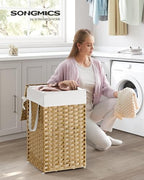 SONGMICS Laundry Hamper with Lid, 17.2 Gallon Synthetic Rattan Clothes Laundry - Image 2