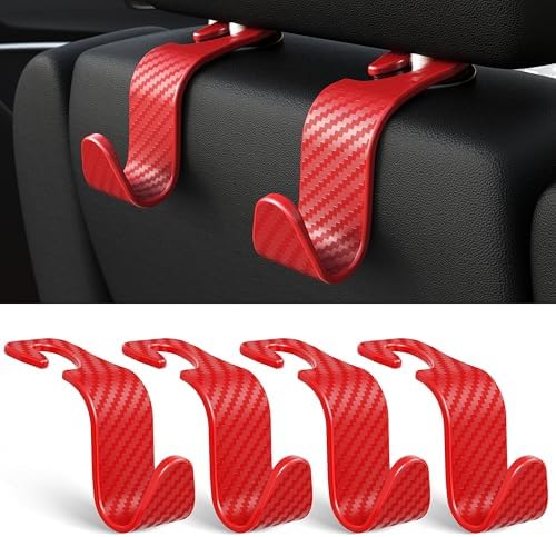4-Pack Car Headrest Hooks Holds 55lbs Seat Storage Organizer by Amooca