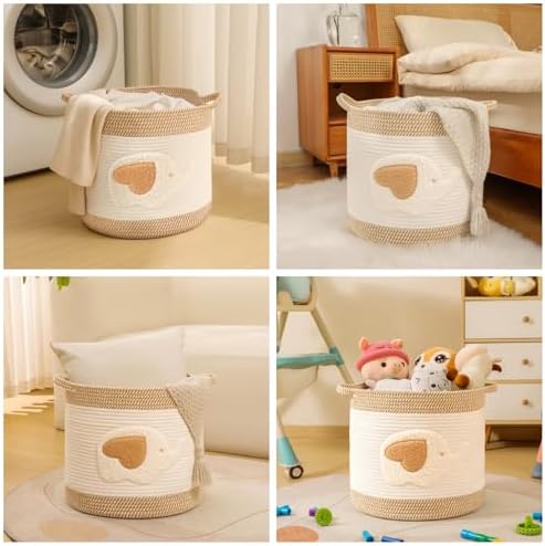 Large Blanket Baskets for Living Room Decor, Toy Storage Baskets 14" x 14" - Image 4