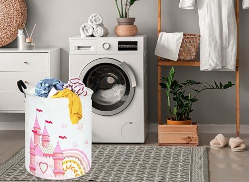 MAIZMZ Pink Castle Storage Bins Organizer Toy Box Laundry Basket Large Canvas - Image 4