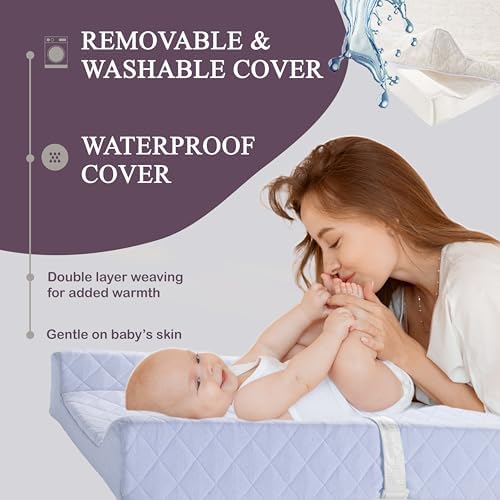 Organic Cotton Covered Contoured Baby Changing Pad | Waterproof Foam Mattress - Image 4