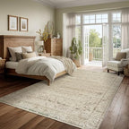 Cream and Light Tan Rugs Washable Vintage Soft Large Living Room Rug 9x12 - Image 5