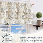 jinchan Ruffled Floral Valance Curtain 18 Inch 1 Panel Blue on Beige - Image 7