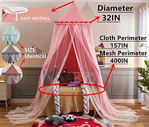 VETHIN Bed Canopy Double Layer Princess Round Dome Dreamy Mosquito Net Bedding - Image 2