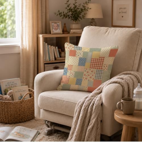 Vintage Floral Patchwork Throw Pillow Cover 18x18 - Image 2