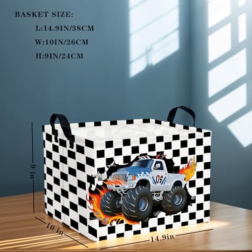 Racing Car Storage Basket Monster Truck Toy Book Shelf Basket Kid Room Decor - Image 2