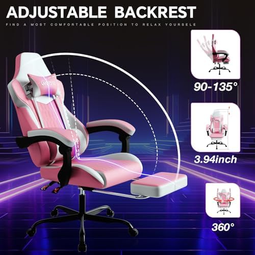Gaming Chair with Footrest, High Back Gaming Chairs PVC Leather Ergonomic Gamer - Image 4