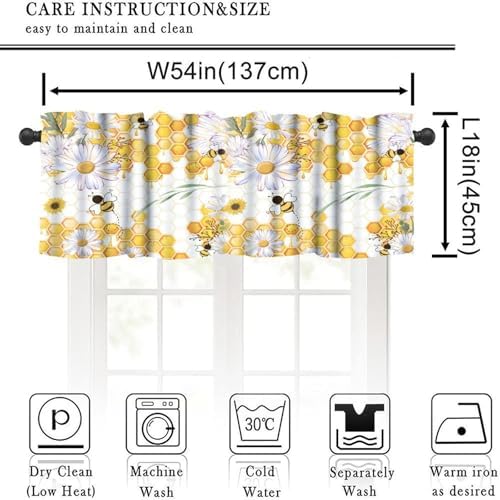 Girls Bee Valance Curtains, Spring Floral Watercolor Flower Honey Plants Window - Image 2