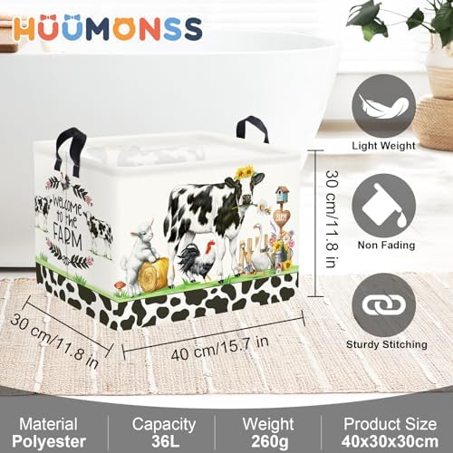 Farm Animals Storage Basket Collapsible Clothes Baby Nursery Hamper Large Book - Image 6