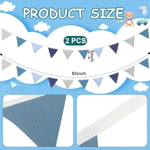 Oudain 2 Pcs Pennant Banner Flags Nursery Garland Triangle, Bright Color - Image 2