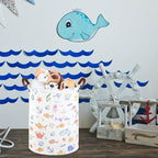 Marine animal kids waterproof foldable laundry basket, Fish Hamper, Nursery - Image 2