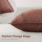 Foindtower Linen Solid Decorative Throw Pillow Covers 24x24 Inch Rust Red - Image 2