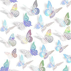 SAOROPEB 3D Butterfly Wall Decor, Removable Metallic Wall Sticker Room Mural by SAOROPEB