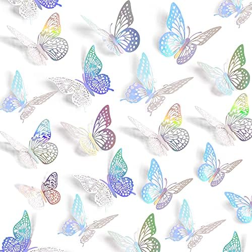 SAOROPEB 3D Butterfly Wall Decor, Removable Metallic Wall Sticker Room Mural by SAOROPEB