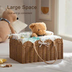 HBlife Baby Diaper Caddy Organizer, Portable Scalloped Plastic Wicker Woven - Image 2