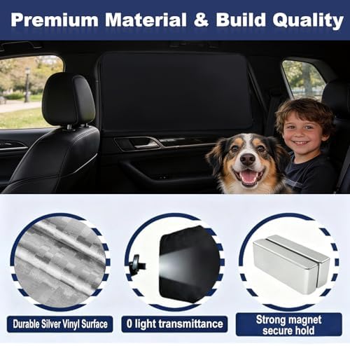 XCBYT Magnetic Car Side Window Shades, 100% Blackout Privacy Covers - Image 7