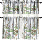 Woodland Animals Valance Curtains, Wild Animals Watercolor Forest Bear Deer Fox by Unknown
