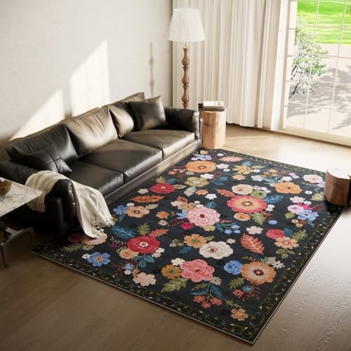 6x9 Area Rugs for Living Room: Washable Bedroom Rug Non Slip Floral Carpet - Image 6