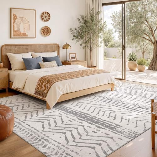 Nakagishi Area Rugs 9x12 Living Room: Washable Boho Large Neutral Modern Soft - Image 6