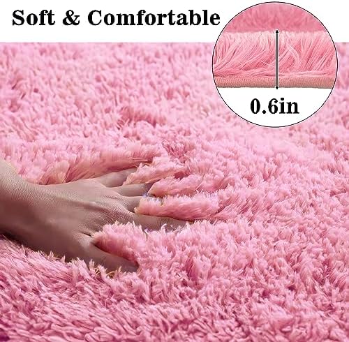 Pink Bathroom Rugs Sets 3Piece Bath Mat Solid Bath Rug Floor Mats Washable - Image 3