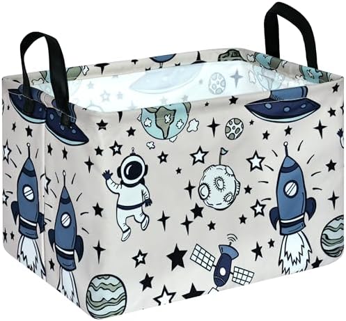 Rec Spaceman Print Box Hamper Storage Basket Collapsible Organizer Bin Gift by VAIVUSTO