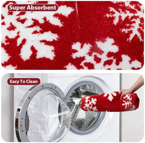 ORTIGIA 20x32 Merry Christmas Snow Bath Mat - Image 4
