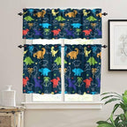 Boys Dinosaur Valance Curtains, Cartoon Dino Blackout Kids Window Treatments - Image 3