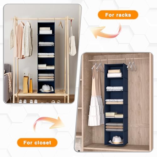 Hanging Closet Organizer 6-Shelf, Oxford Fabric Wardrobe Storage - Image 5