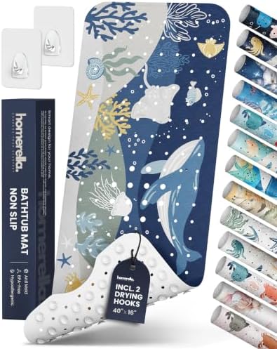 homerella Bathtub Mat Non Slip Kids 40x16 Baby Bath Mat Non Slip Anti Mold by Homerella