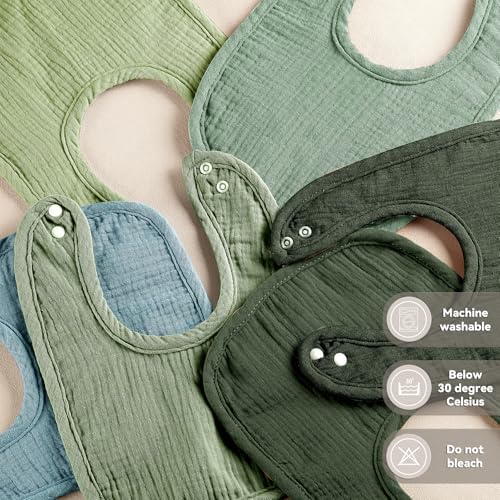 Muslin Baby Bibs for Unisex Boys Girls, Cotton Drool Bibs, Adjustable Newborn - Image 5