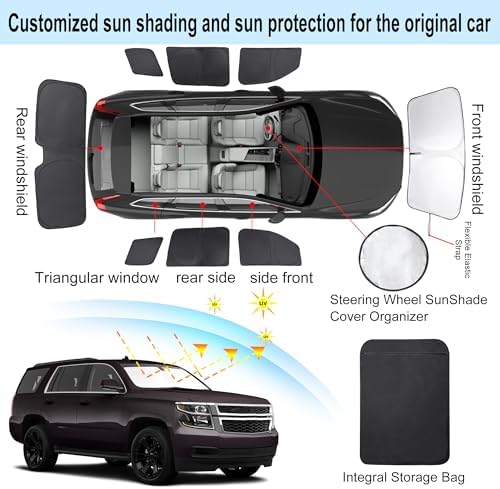 TINGLU Window Shades for Chevrolet Tahoe 2015-2020 Accessories Car Side Full - Image 3