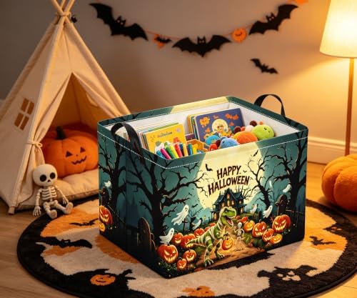 Halloween Basket Cute Baskets for Kids Pumpkin Basket Rectangular Storage Bin - Image 4