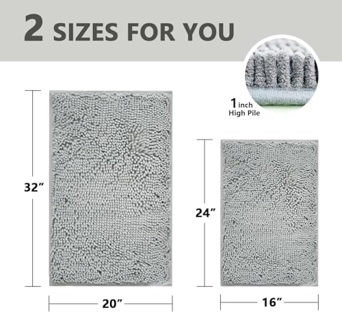 BOANKODU Bathroom Rugs Sets 2 Piece, Extra Soft Chenille Bath Mat Absorbent - Image 3